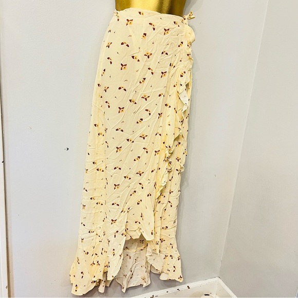 We What What butter cream yellow Floral Wrap Maxi Skirt - Picture 2 of 3